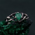 Celtic Emerald Silver Ring - Timeless Celtic Elegance
