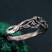 Charming Peridot Silver Twig Ring - Unique Nature-Inspired Wedding Band