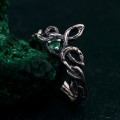 Silver Fairy Elven Ring: Small Vine Branch and Leaf Design