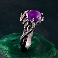 Amethyst Twig Engagement Ring - Dainty Silver Branch Design - Unique Birthstone Jewelry - Perfect Gift for Her