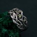Elegant Silver Peridot Ring Set – Unique Tree-Inspired Wedding Bands for Couples