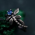 Enchanted Butterfly Silver Ring with Blue Gemstone
