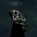 Witch's Embrace Silver Ring – Enchanted Forest Promise Ring, Mystic Woodland Wedding Band, Leafy Promise Ring for Women