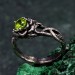 Elegant Peridot Lotus Ring - Nature-Inspired Silver Band with Leaf Detail