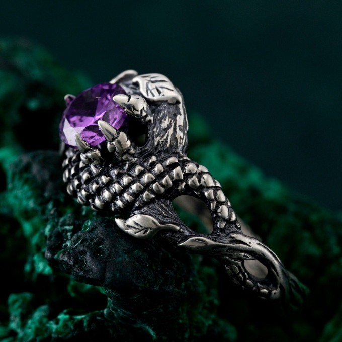 Heart of the Dragon: Gothic Amethyst Ring