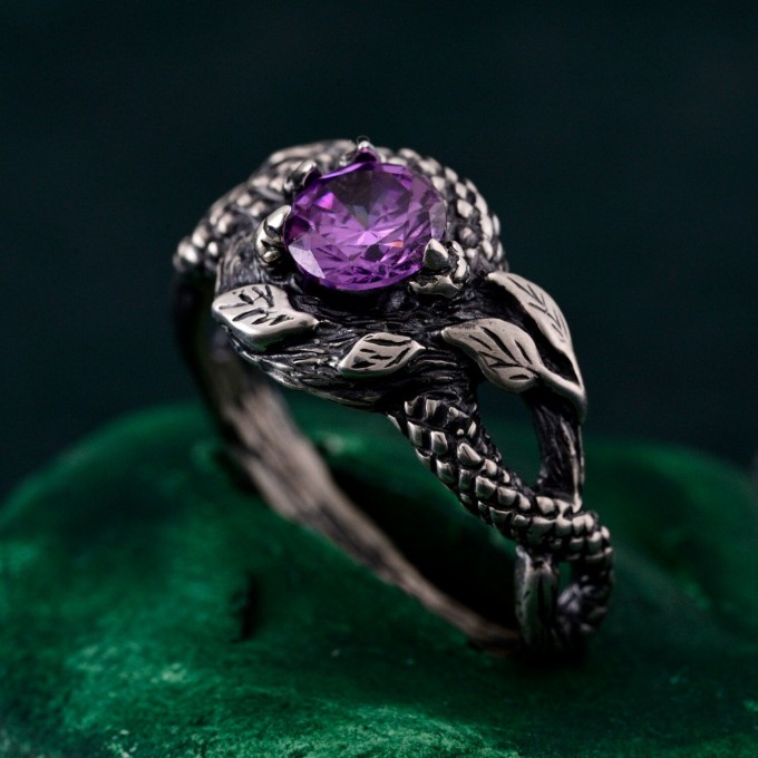 Heart of the Dragon: Gothic Amethyst Ring