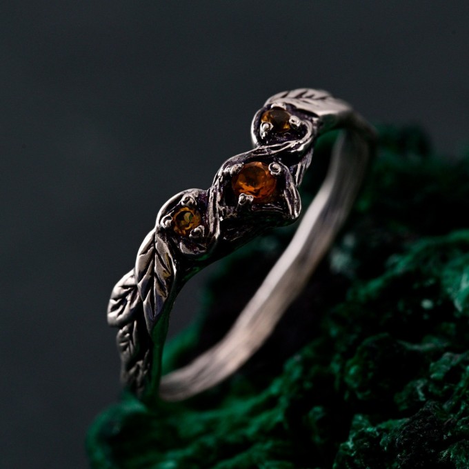 Silver Forest Chevron Wedding Band: Nature-Inspired Wooden Harmony