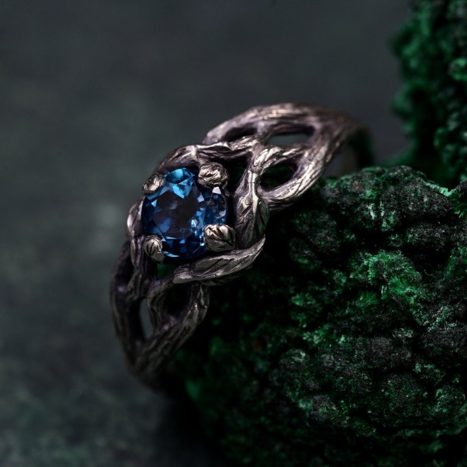 Silver Forest Bark Ring: Unique Rustic Tree Texture