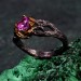 Elegant Alexandrite Wedding Ring for Women – Viking Promise Band with Artistic Leaf and Tree Motif