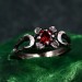 Celestial Crescent Engagement Ring – Lunar Trinity Garnet Ring, Mystic Silver Moon Trio, Triple Goddess Garnet Ring