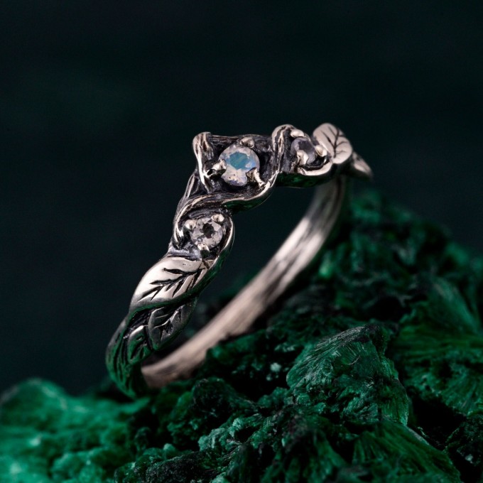 Celestial Petals: Gothic Moonstone Ring