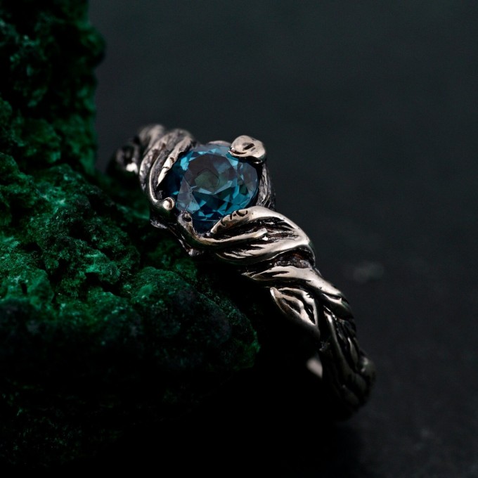 Woodland Promise Ring – Enchanted Forest Engagement Ring, Nature-Inspired Twig Band, Rustic Silver Jewelry for Women