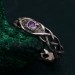 Viking Silver Celtic Ring – Wood Accented Braided Silver Tree Ring with Leaf Design, Masculine Promise Band