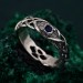 Celtic Pattern Sapphire Wedding Band - Wide Vintage Style Tree Bark Design for Couples
