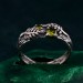 Artisan-Crafted Peridot Silver Twig Ring - Unique Woodland Engagement Band