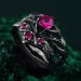 Enchanted Forest Silver Ring Set - Whimsical Leaf Design Wedding Stack
