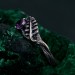 Amethyst Fern Branchlet Ring - Whispering Fern Ring with Graceful Twig and Woodland Design
