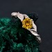 Sylvan Citrine Engagement Ring – Silver Nature-Inspired Band, Elven Leaf Design, Woodland Aesthetic Jewelry for Her