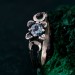 Mystic Topaz Lunar Ring - Triple Moon Goddess Silver Engagement Ring