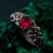 Crimson Blossom: Gothic Sterling Silver Ring with Radiant Ruby