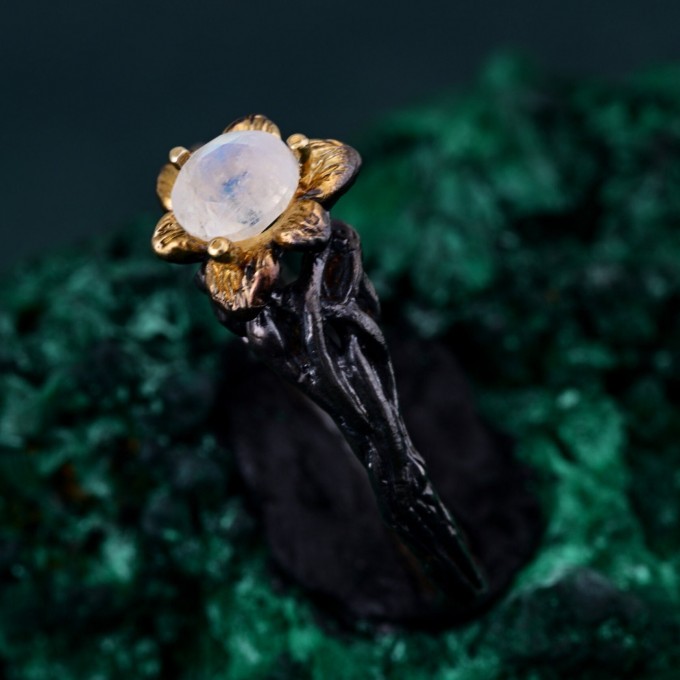 Enchanted Forest Ring - Blossom Twig and Woodland Whispers Design