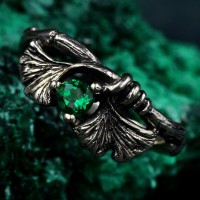 Boho Ginkgo Leaf Ring, Silver Botanical Jewelry for Nature Lovers