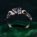 Gothic Silver Ring with Sapphire and Floral Design