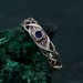 Celtic Pattern Wedding Band with Sapphire - Unique Tree Bark Texture Ring for Couples