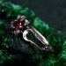 Celestial Crescent Engagement Ring – Lunar Trinity Garnet Ring, Mystic Silver Moon Trio, Triple Goddess Garnet Ring