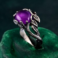 Amethyst Twig Engagement Ring - Dainty Silver Branch Design - Unique Birthstone Jewelry - Perfect Gift for Her