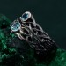 Mystical Elven Ring Set - Sun and Moon Design with Dark Silver Vine Bands
