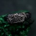 Vintage Triquetra Forest Ring – Nature-Inspired Silver Wedding Ring, Mystical Elven Jewelry with Celtic Knotwork Accent