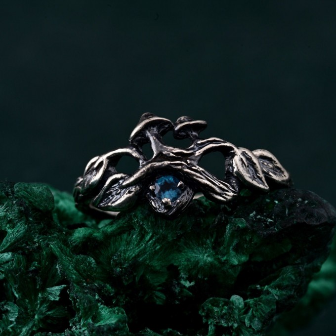 Gothic Witch Rings with Topaz – Unisex Silver Geometric Wedding Ring