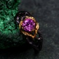 Elegant Alexandrite Wedding Ring for Women – Viking Promise Band with Artistic Leaf and Tree Motif