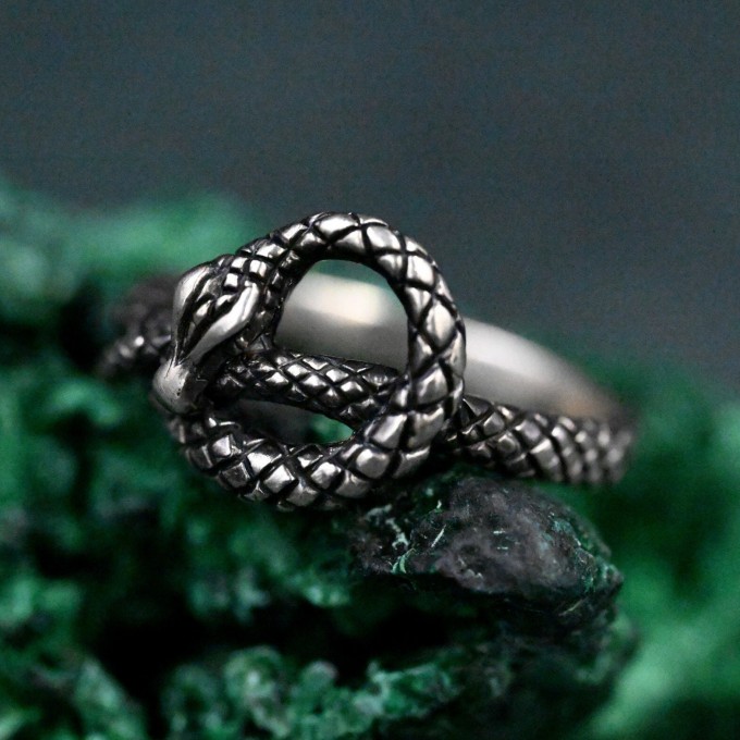 Unique Handcrafted Silver Serpent Gorgon Ring – Mystical Gothic Design, Powerful Symbolic Jewelry Gift