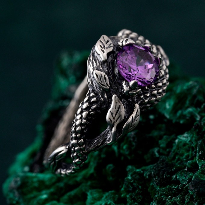 Heart of the Dragon: Gothic Amethyst Ring