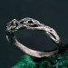 Charming Peridot Silver Twig Ring - Unique Nature-Inspired Wedding Band