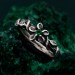 Emerald Blossom Silver Ring with Nature Motif