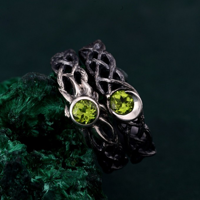 Dual Essence: Gothic Peridot Ring