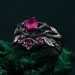 Enchanted Forest Silver Ring Set - Whimsical Leaf Design Wedding Stack