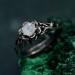 Bohemian Moonstone Lotus Ring - Unique Botanical Design