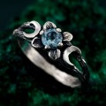 Mystic Topaz Lunar Ring - Triple Moon Goddess Silver Engagement Ring