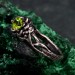 Elegant Peridot Lotus Ring - Nature-Inspired Silver Band with Leaf Detail