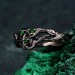 Enchanted Forest Silver Ring with Mystical Iridescent Jewel