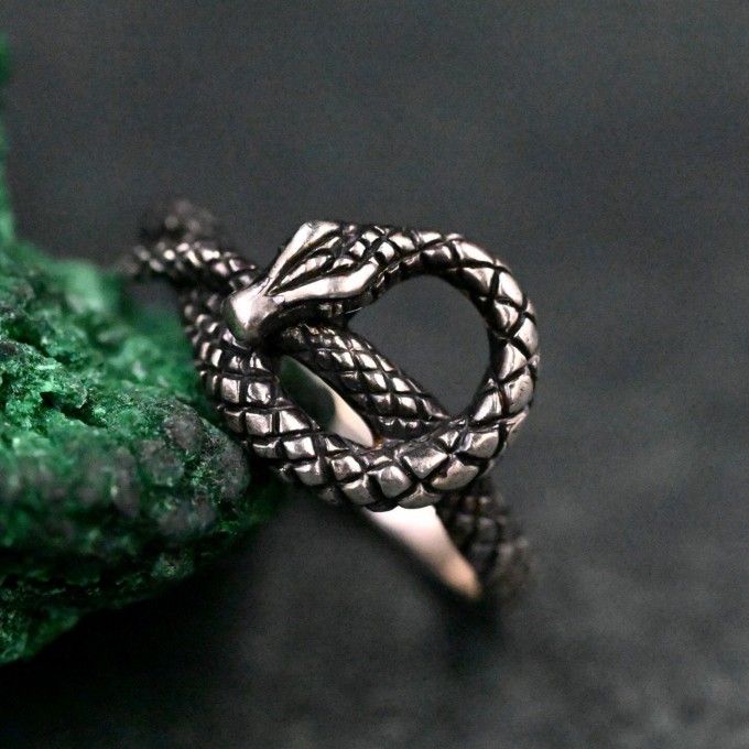 Unique Handcrafted Silver Serpent Gorgon Ring – Mystical Gothic Design, Powerful Symbolic Jewelry Gift