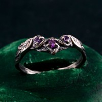 Amethyst Silver Ring - Elegant Handcrafted Gemstone Jewelry, Unique Artisan Purple Stone Ring, Gift for Her