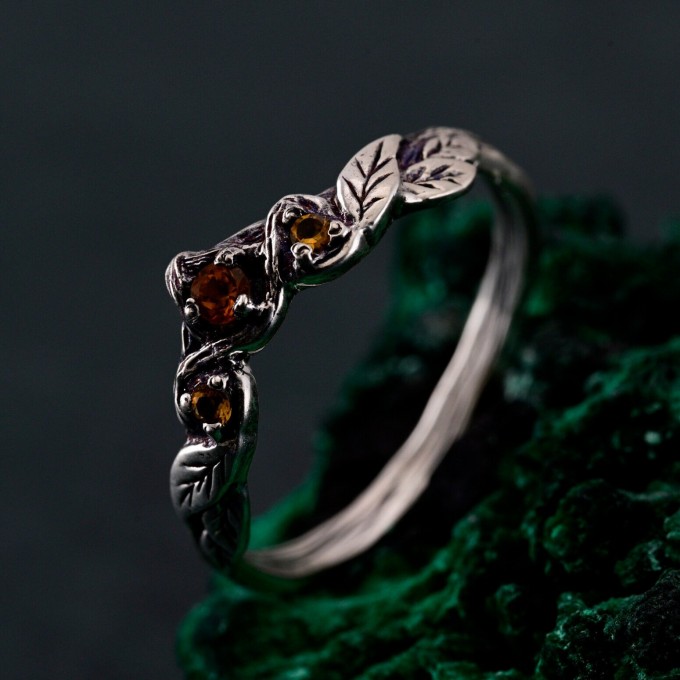 Silver Forest Chevron Wedding Band: Nature-Inspired Wooden Harmony