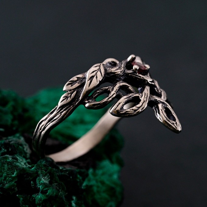 Sterling Silver Elven Tree Bark Twig Ring for Forest Inspired Engagement – Nature-Inspired Silver Engagement Ring with Celtic Knot
