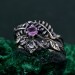 Mystical Amethyst Tree Ring - Enchanted Forest Handcrafted Leafy Silver Engagement Ring