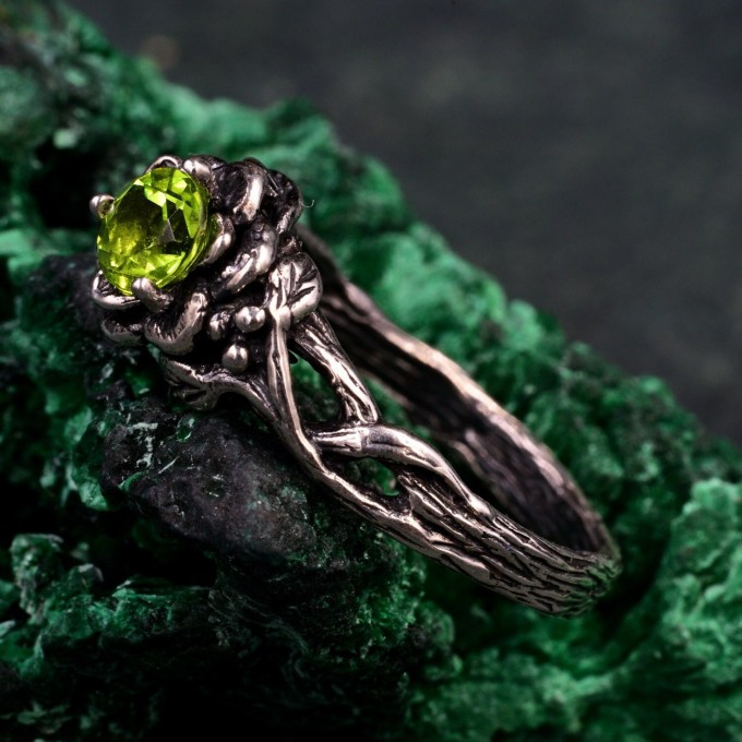 Silver Twisted Vine Engagement Ring - Romantic Forest-Inspired Jewelry
